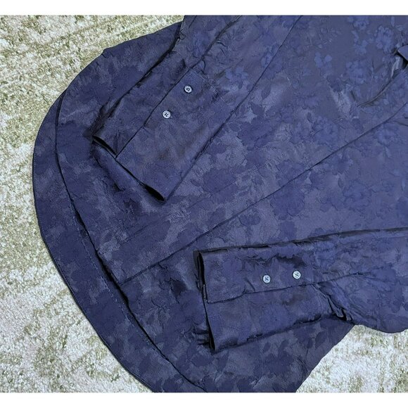 & Other Stories Navy Floral Jacquard Button Down Top Size 2 NWOT - Picture 6 of 12